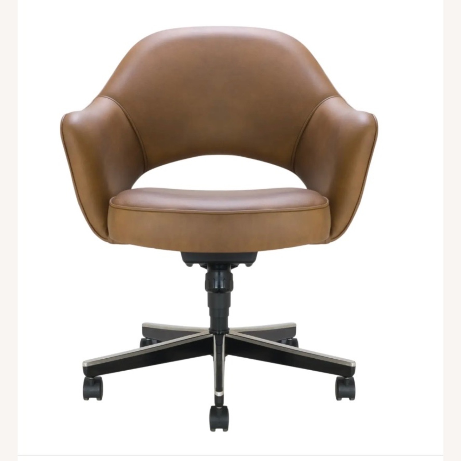 Saarinen & Eames Dark Brown Leather Office Chair - image-1