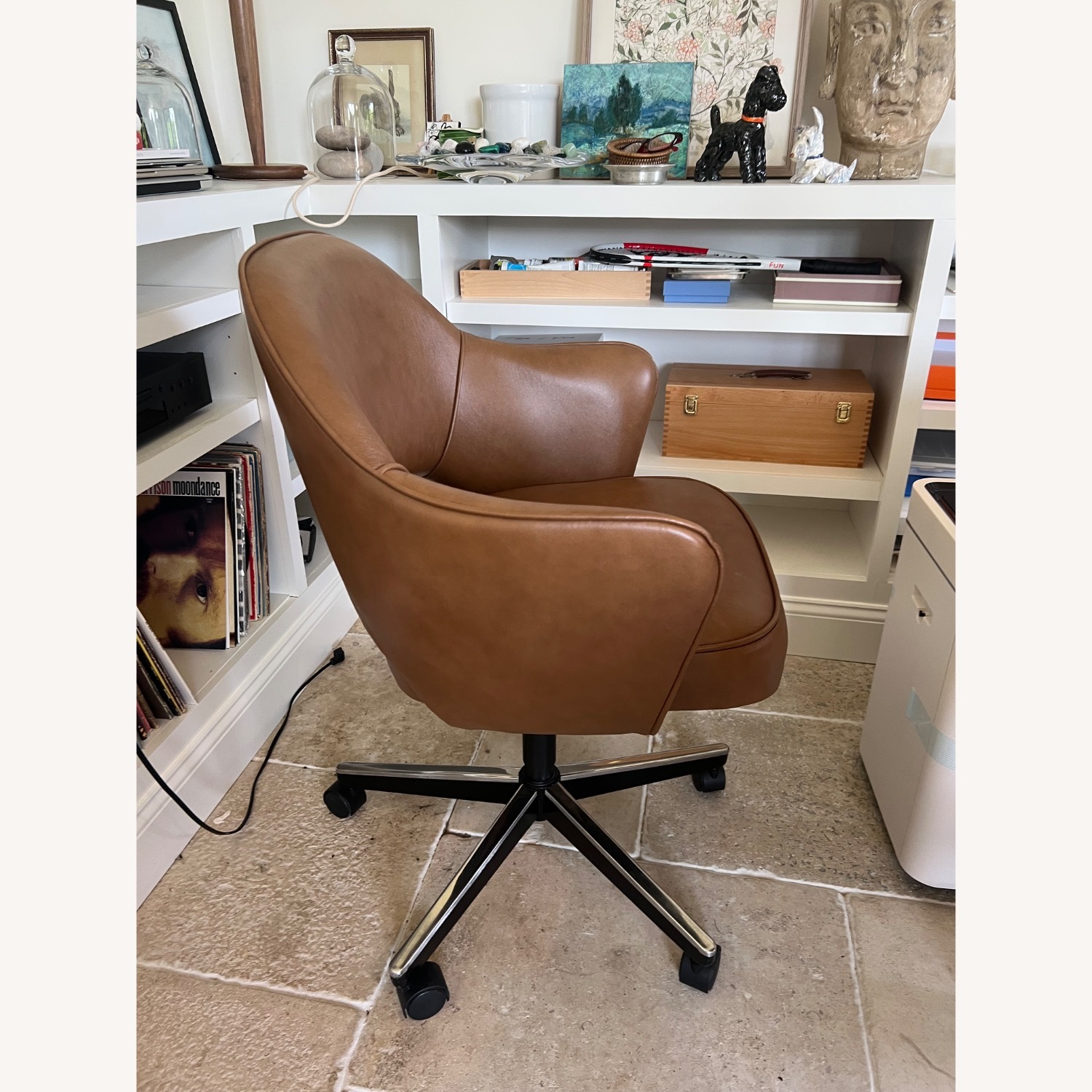 Saarinen & Eames Dark Brown Leather Office Chair - image-4