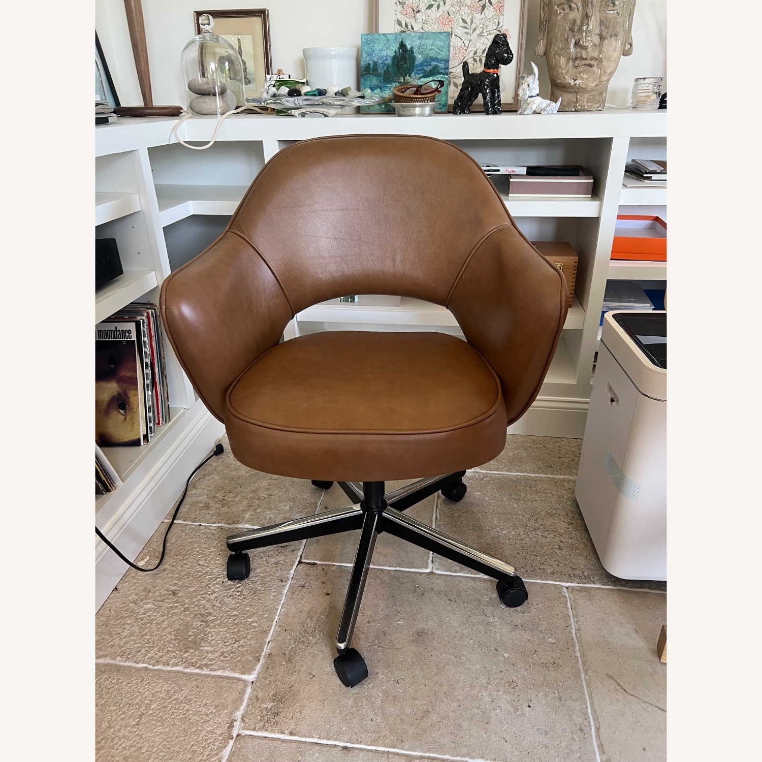 Saarinen & Eames Dark Brown Leather Office Chair - image-2