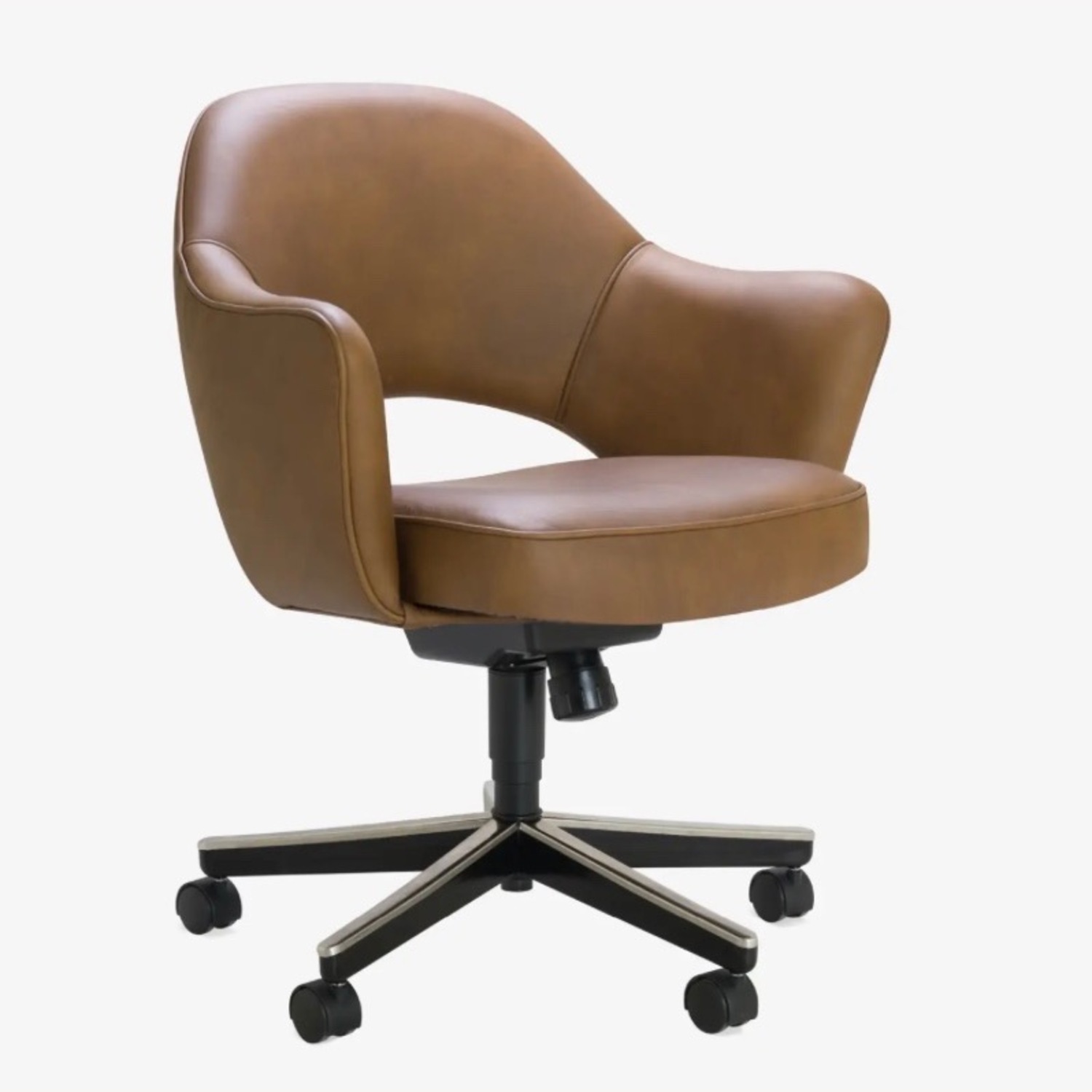 Saarinen & Eames Dark Brown Leather Office Chair - image-3
