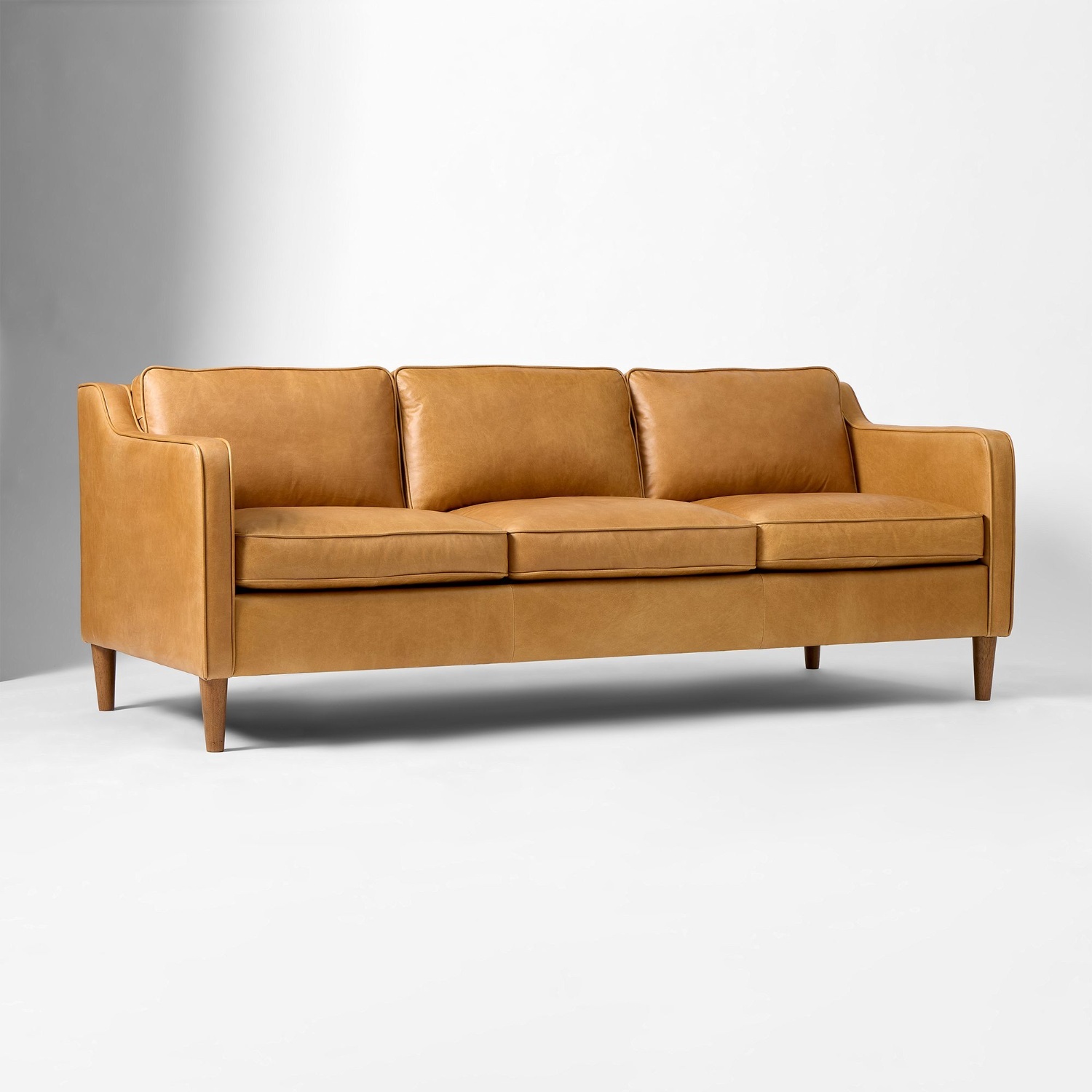 West Elm Hamilton Light Brown Leather 3+ Seater Sofa - image-4