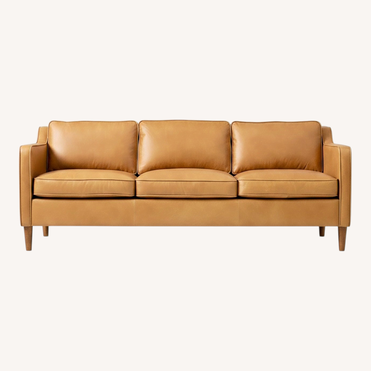 West Elm Hamilton Light Brown Leather 3+ Seater Sofa - image-0