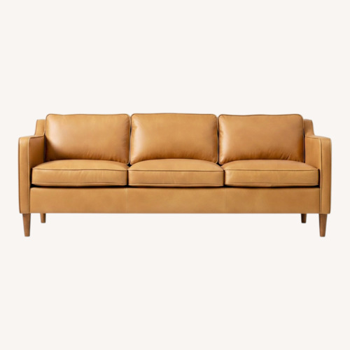 Used West Elm Hamilton Light Brown Leather 3+ Seater Sofa for sale on AptDeco