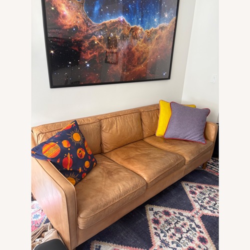Used West Elm Hamilton Light Brown Leather 3+ Seater Sofa for sale on AptDeco