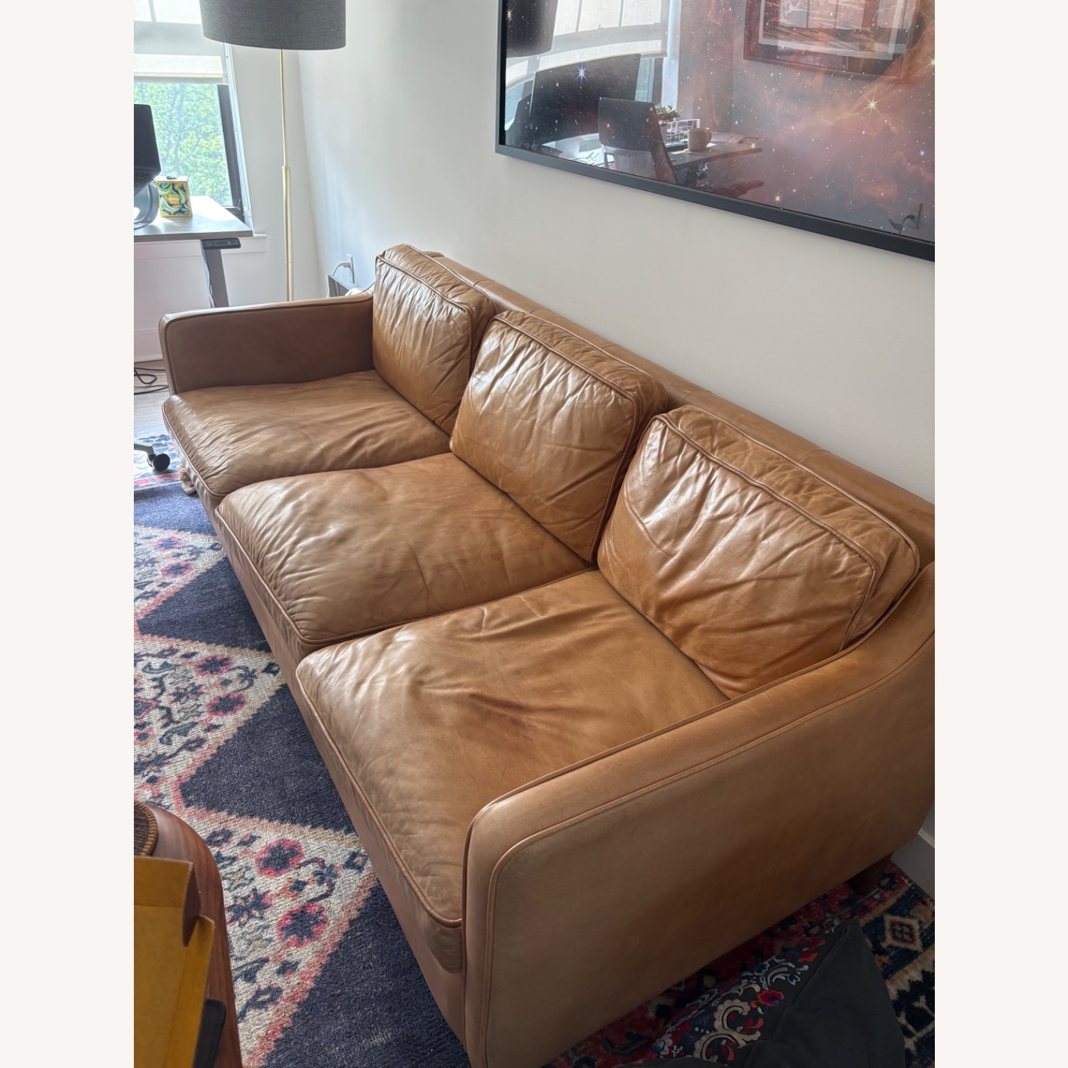 West Elm Hamilton Light Brown Leather 3+ Seater Sofa - image-2