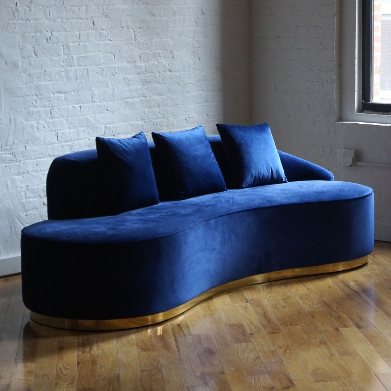 Blue Velvet 3+ Seater Sofa - image-1