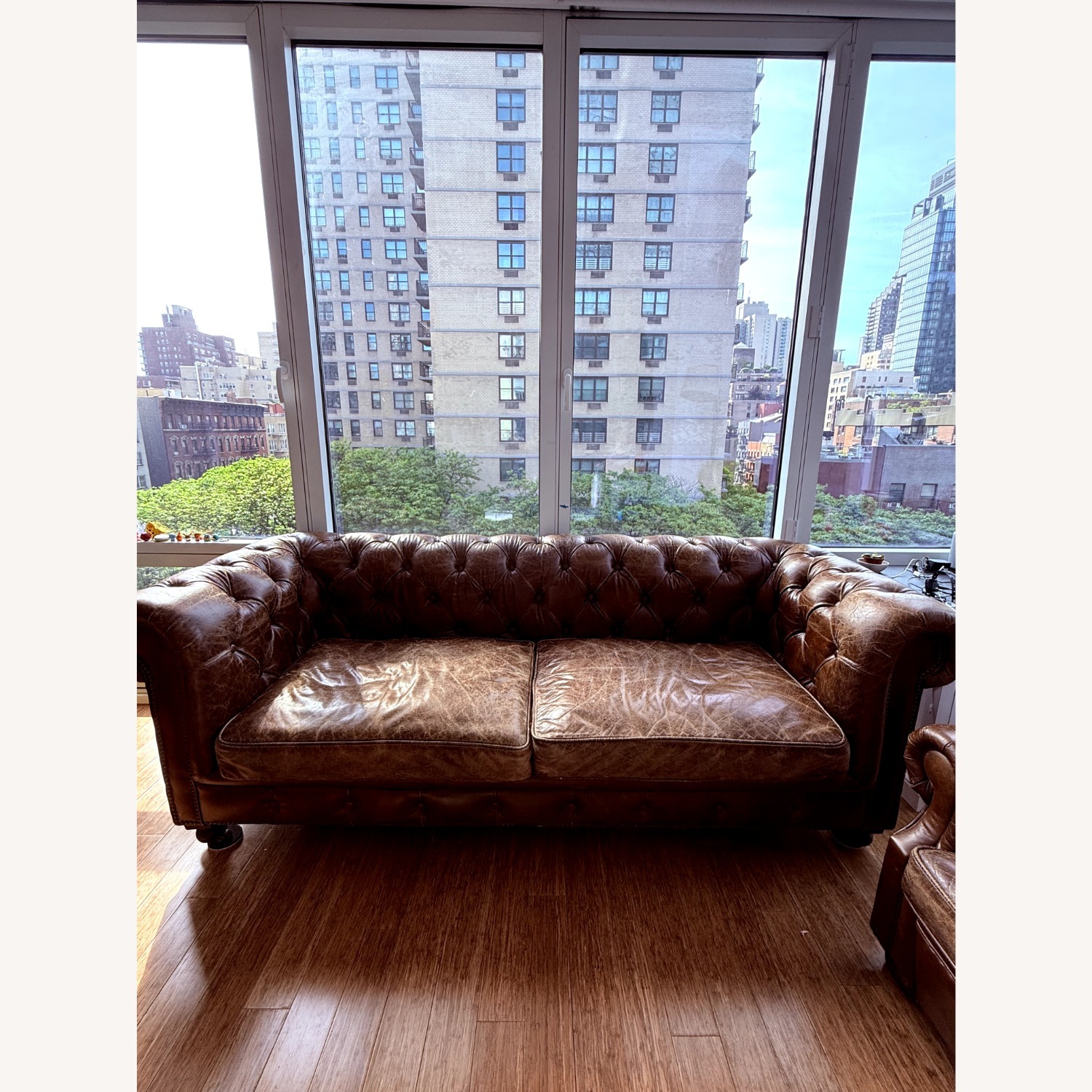 Restoration Hardware Petite Kensington Leather Sofa 84" - image-2
