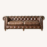 Restoration Hardware Petite Kensington Leather Sofa 84"