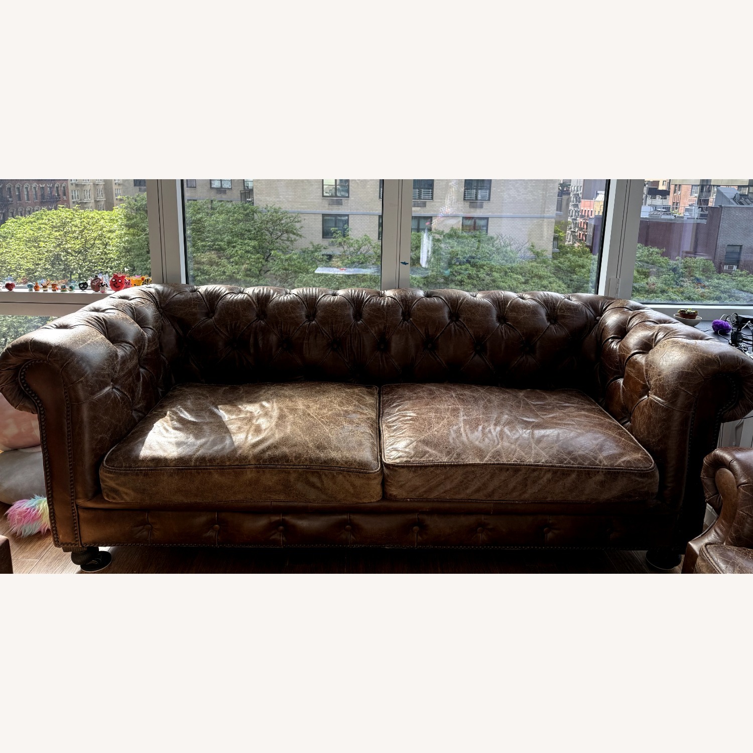 Restoration Hardware Petite Kensington Leather Sofa 84" - image-1