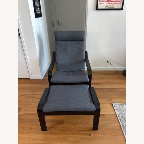 Used IKEA POÄNG Dark Brown Wood Chair and Ottoman  for sale on AptDeco