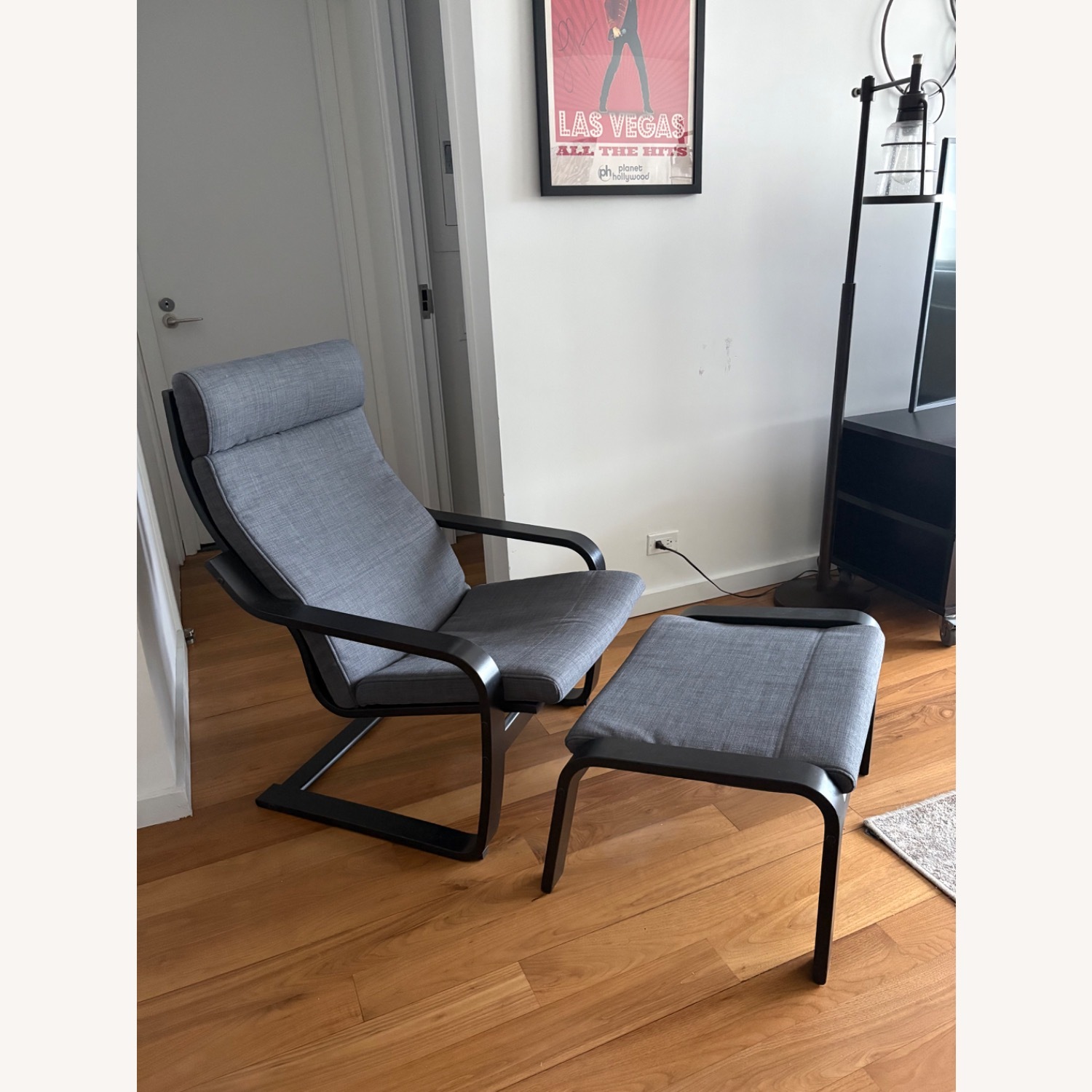 IKEA POÄNG Dark Brown Wood Chair and Ottoman - image-3