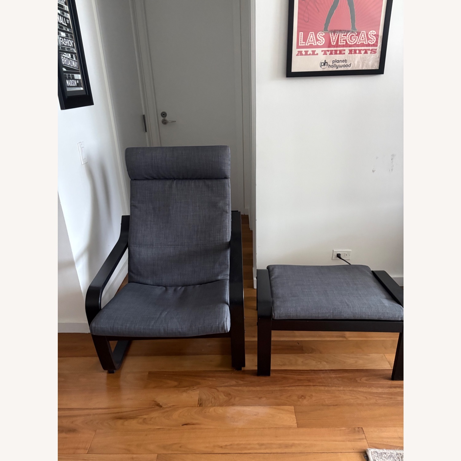 IKEA POÄNG Dark Brown Wood Chair and Ottoman - image-2