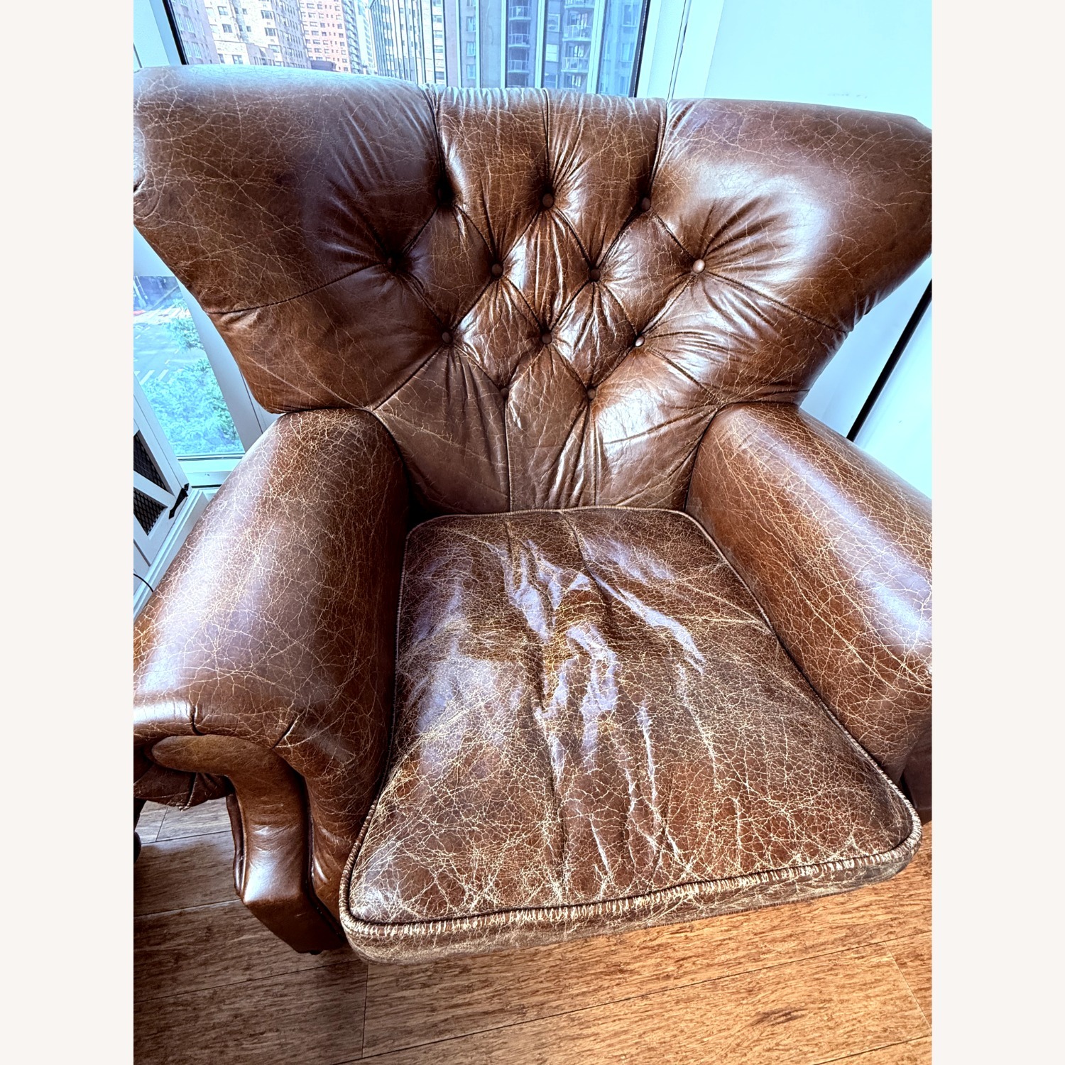 Restoration Hardware Churchhill Leather Recliner W Nailheads - image-2