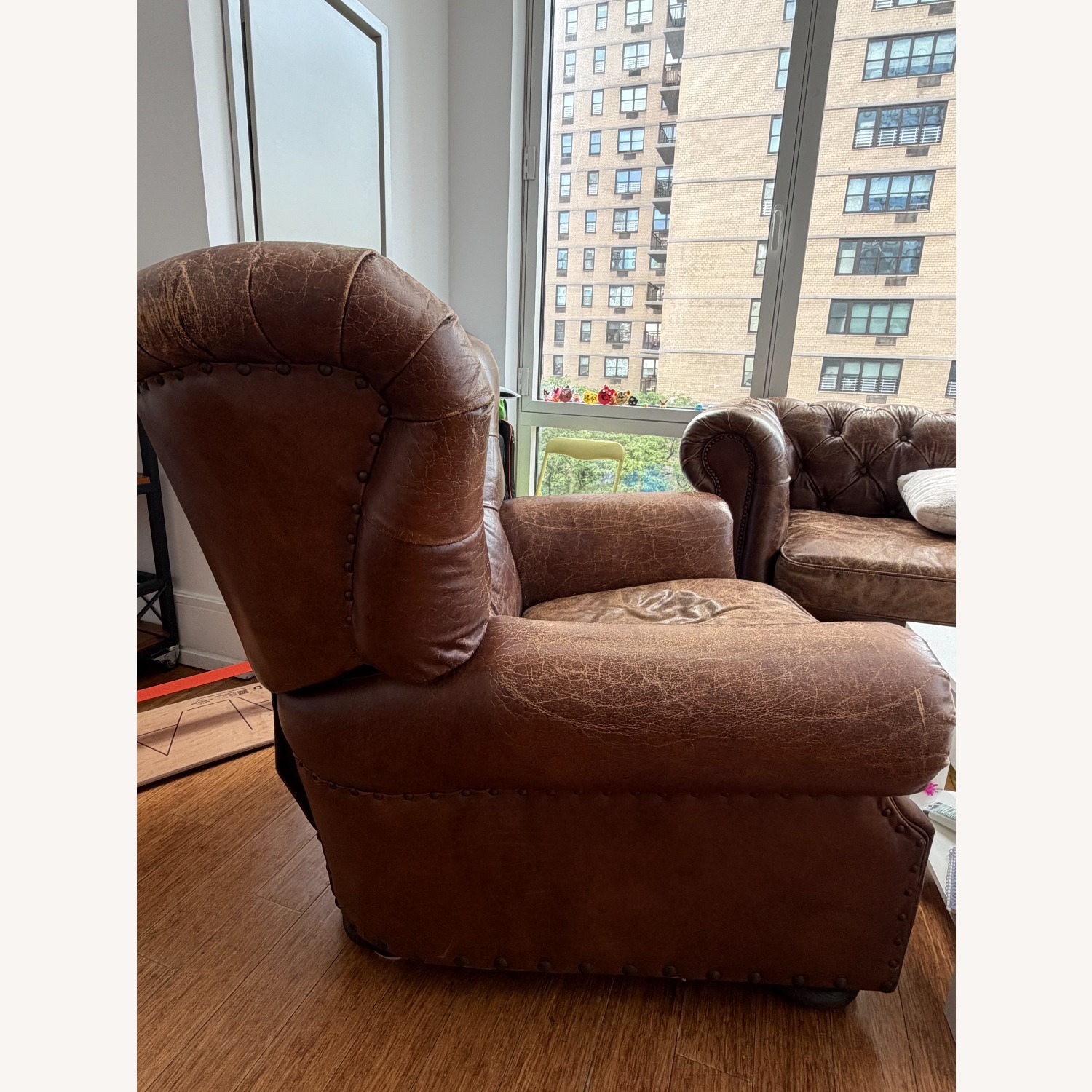 Restoration Hardware Churchhill Leather Recliner W Nailheads - image-3