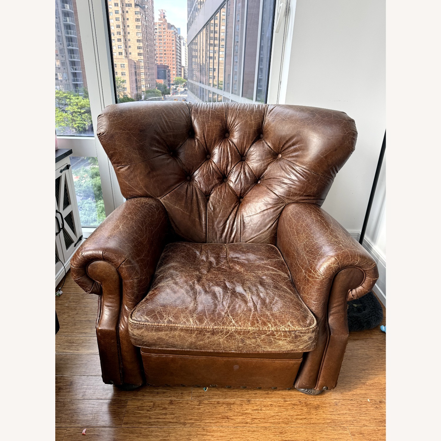 Restoration Hardware Churchhill Leather Recliner W Nailheads - image-1