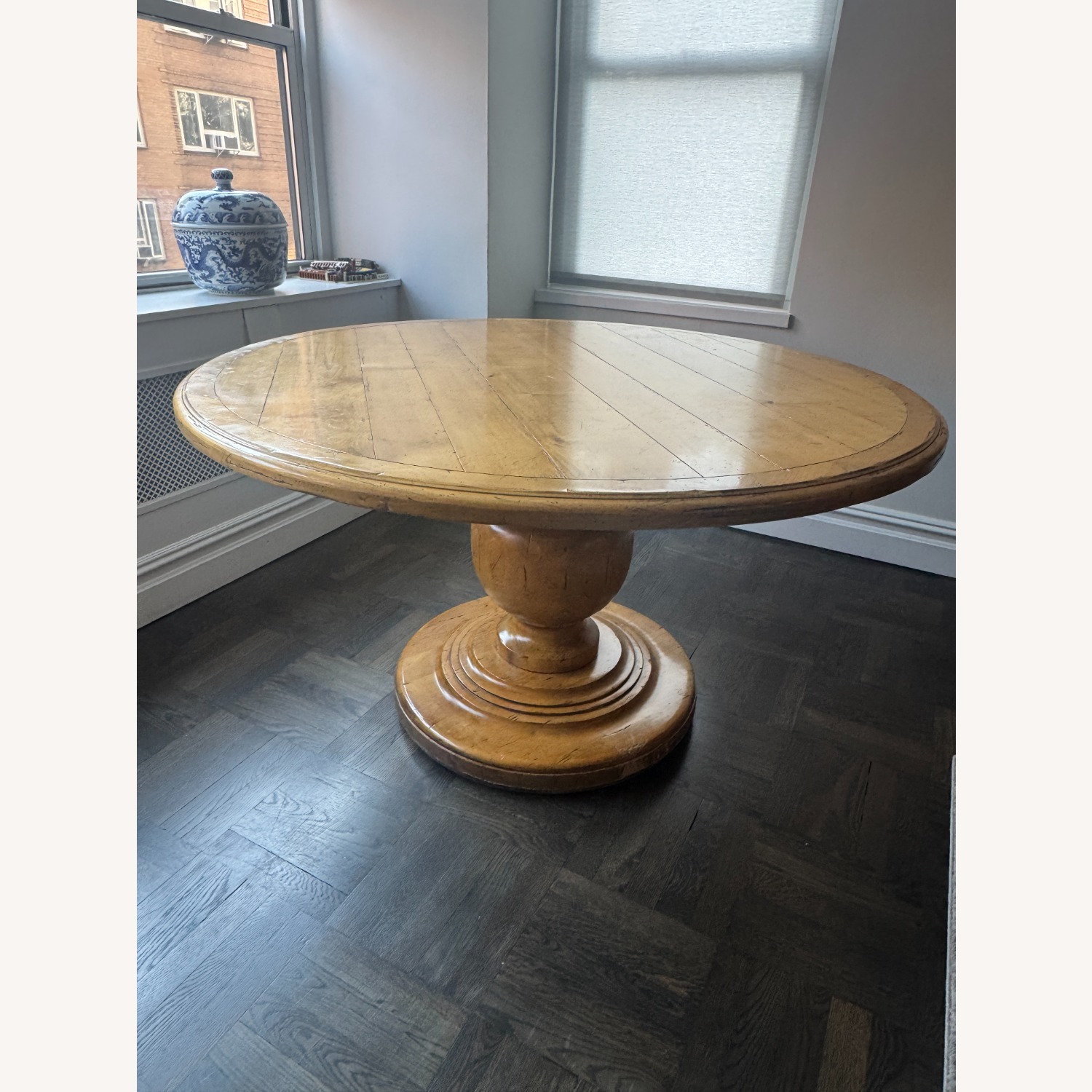 Custom 54" Round Wood Pedestal Dining Table - image-1