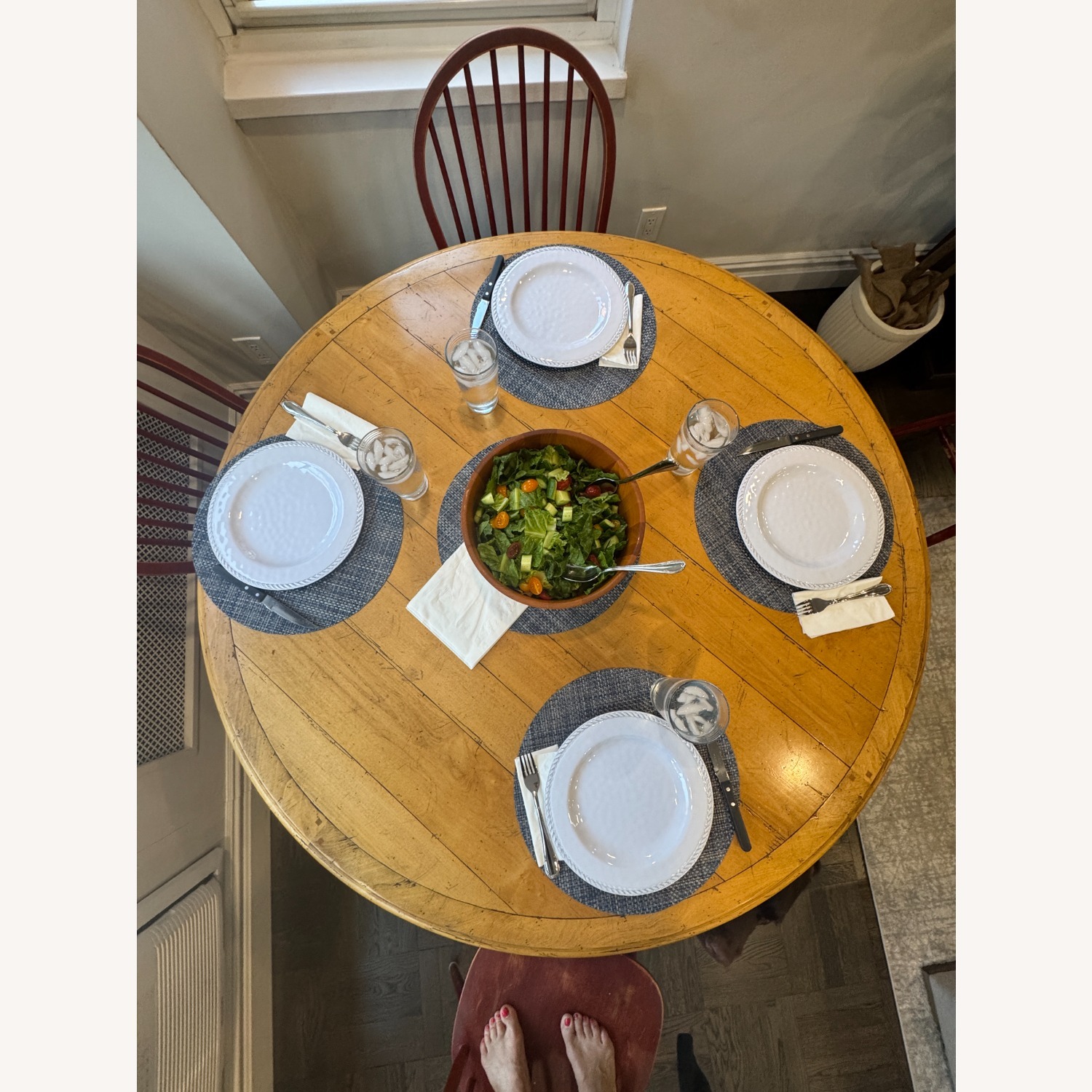 Custom 54" Round Wood Pedestal Dining Table - image-6
