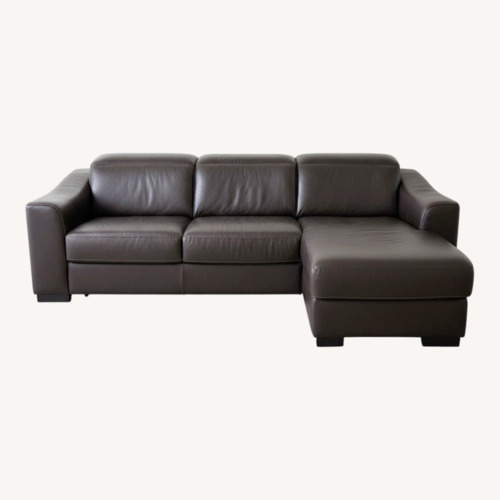 Used Natuzzi Dark Brown Leather 3+ Seater Sofa for sale on AptDeco