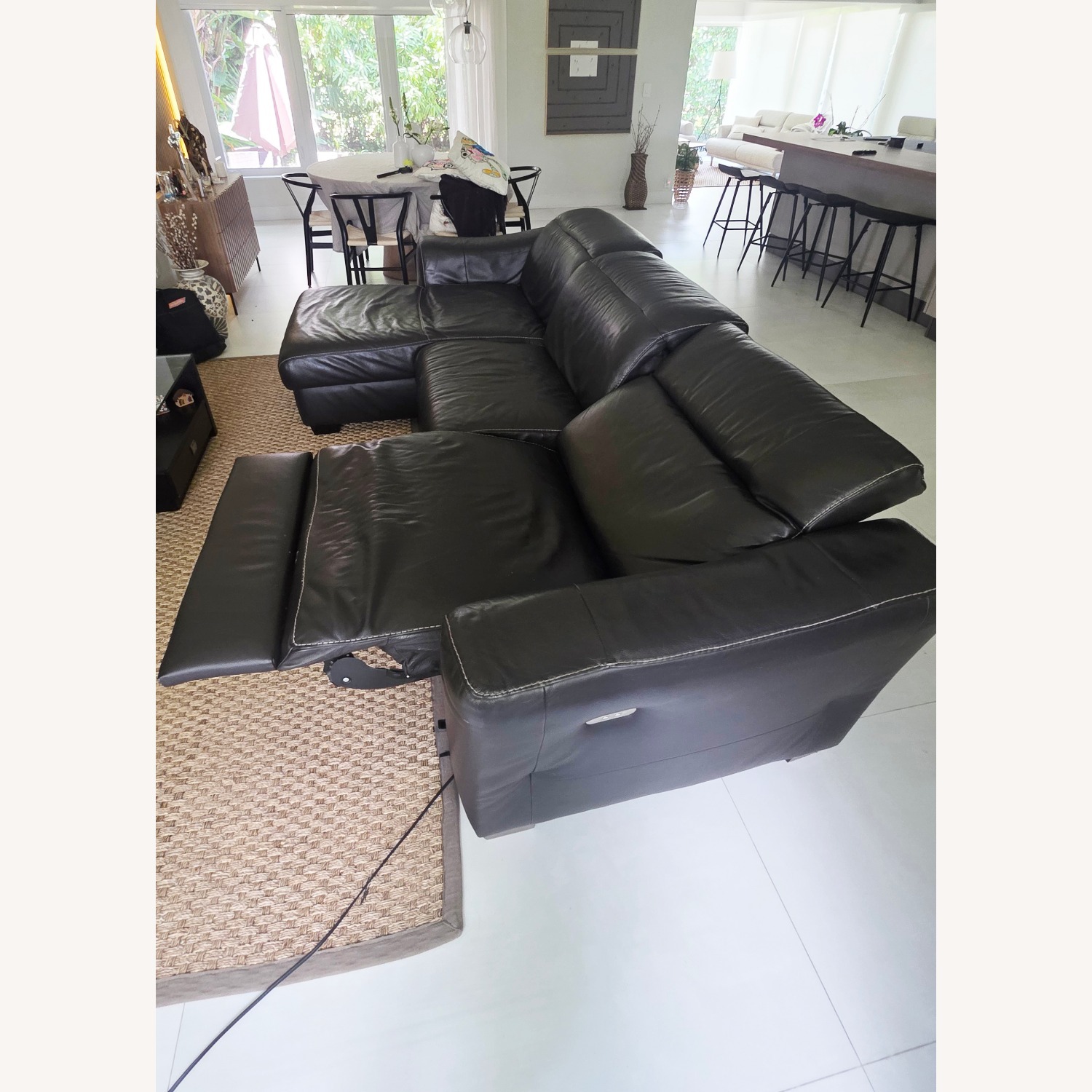 Natuzzi Dark Brown Leather 3+ Seater Sofa - image-3