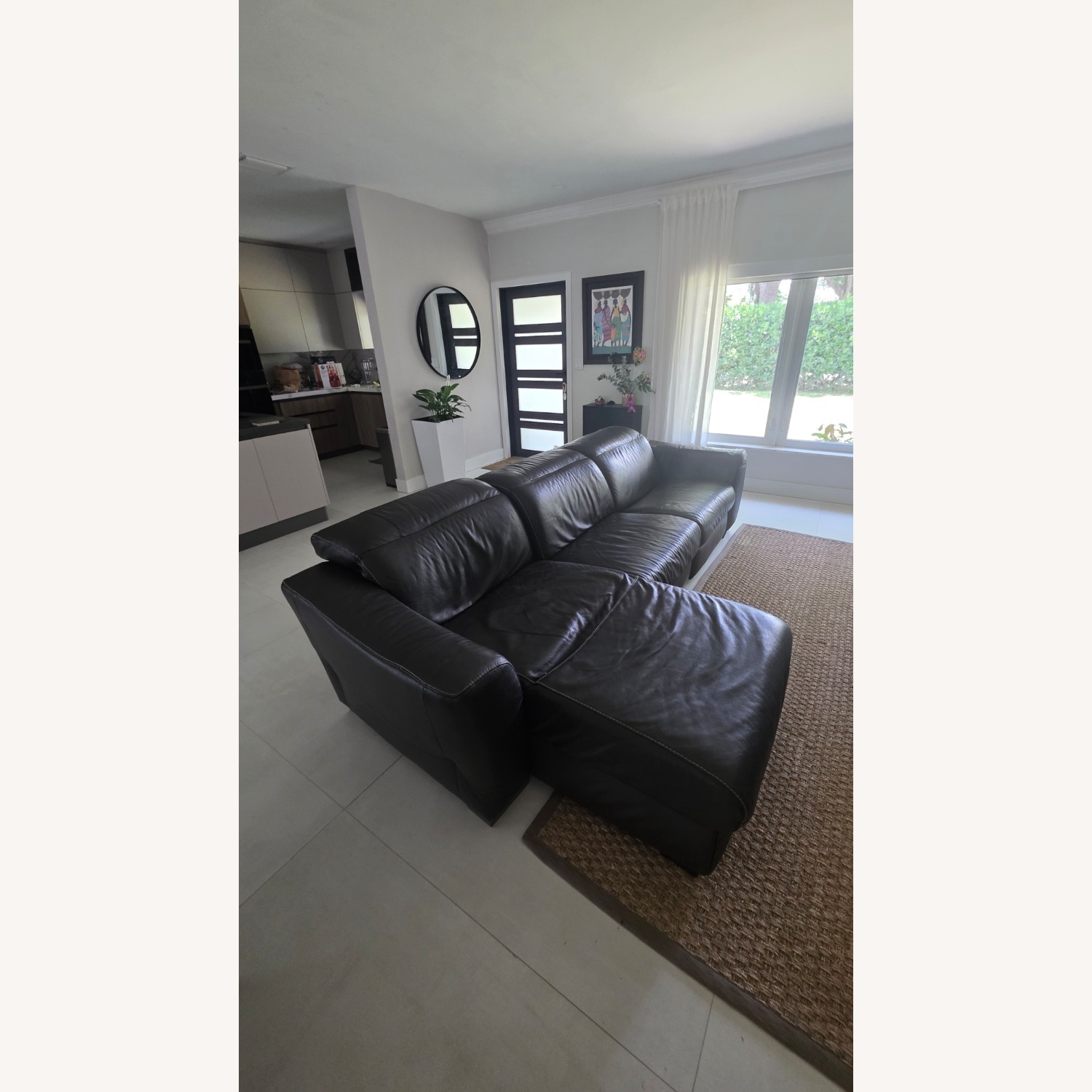 Natuzzi Dark Brown Leather 3+ Seater Sofa - image-4