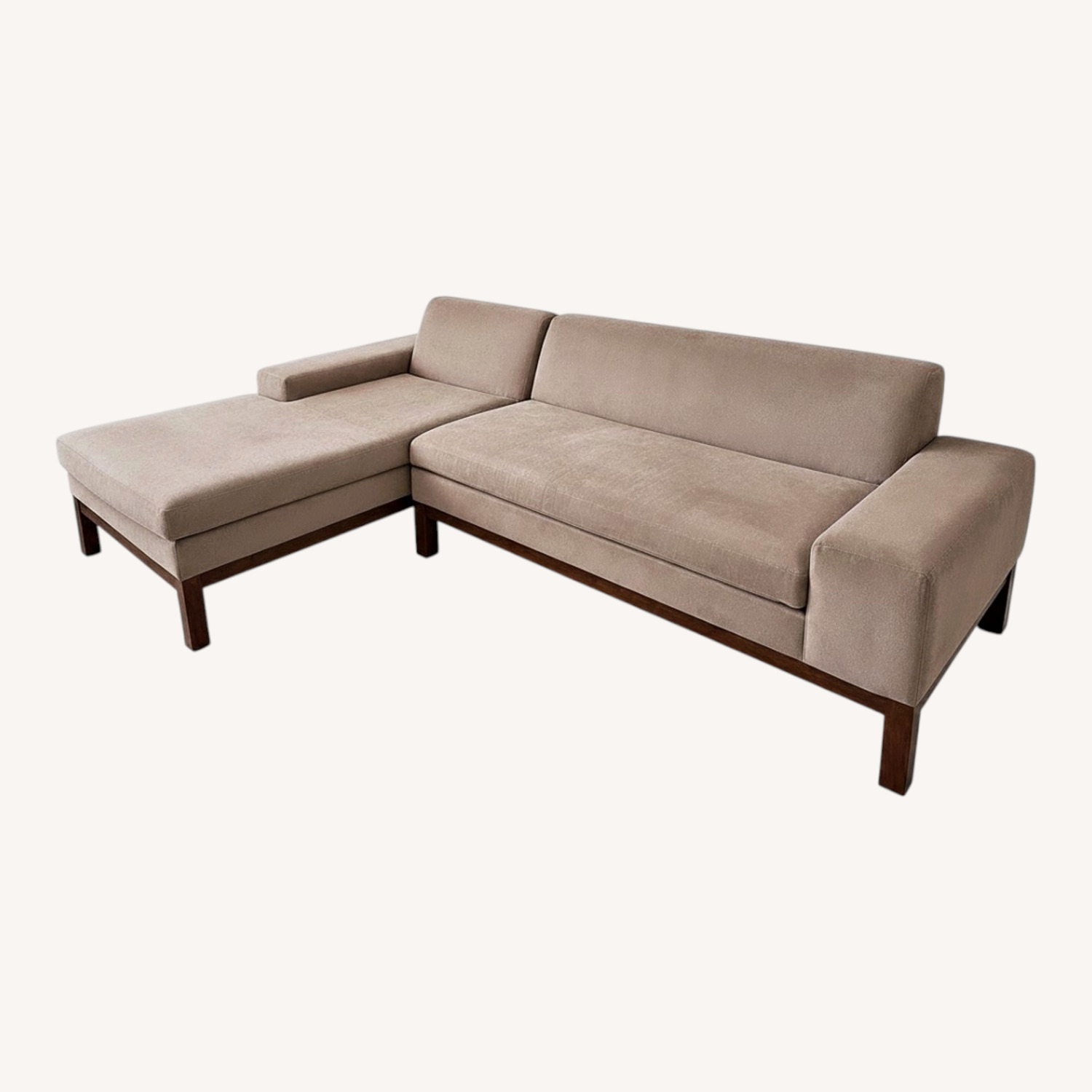 West Elm Lorimer Light Brown Microsuede 2 Piece Sectional - image-0
