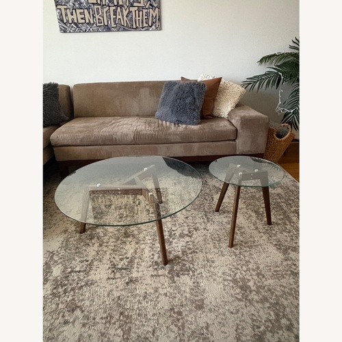 Used Article Clarus Glass & Wood Coffee & Side Table  for sale on AptDeco