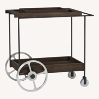CB2 Dark Brown Porter Bar Cart
