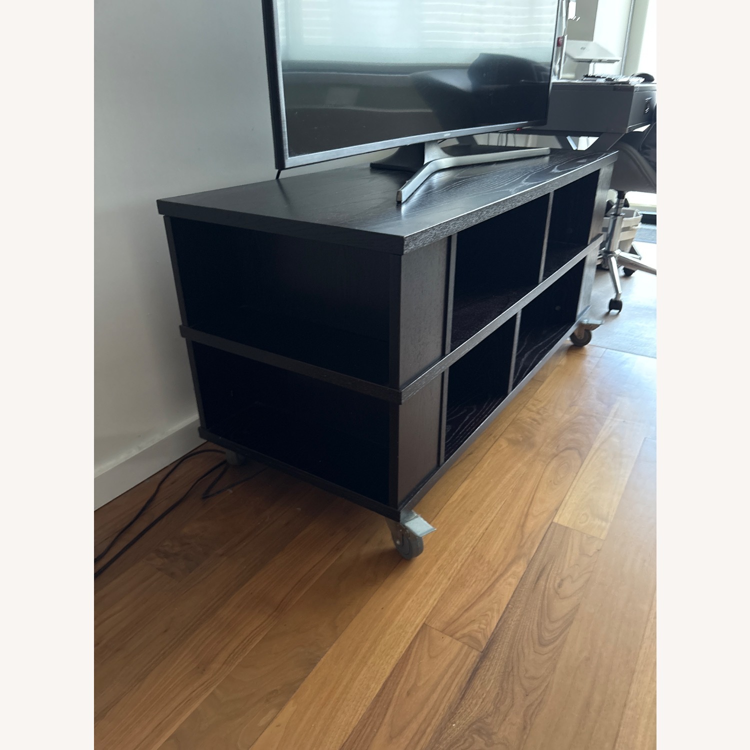 Crate & Barrel Element Dark Brown Wood Media Storage - image-2