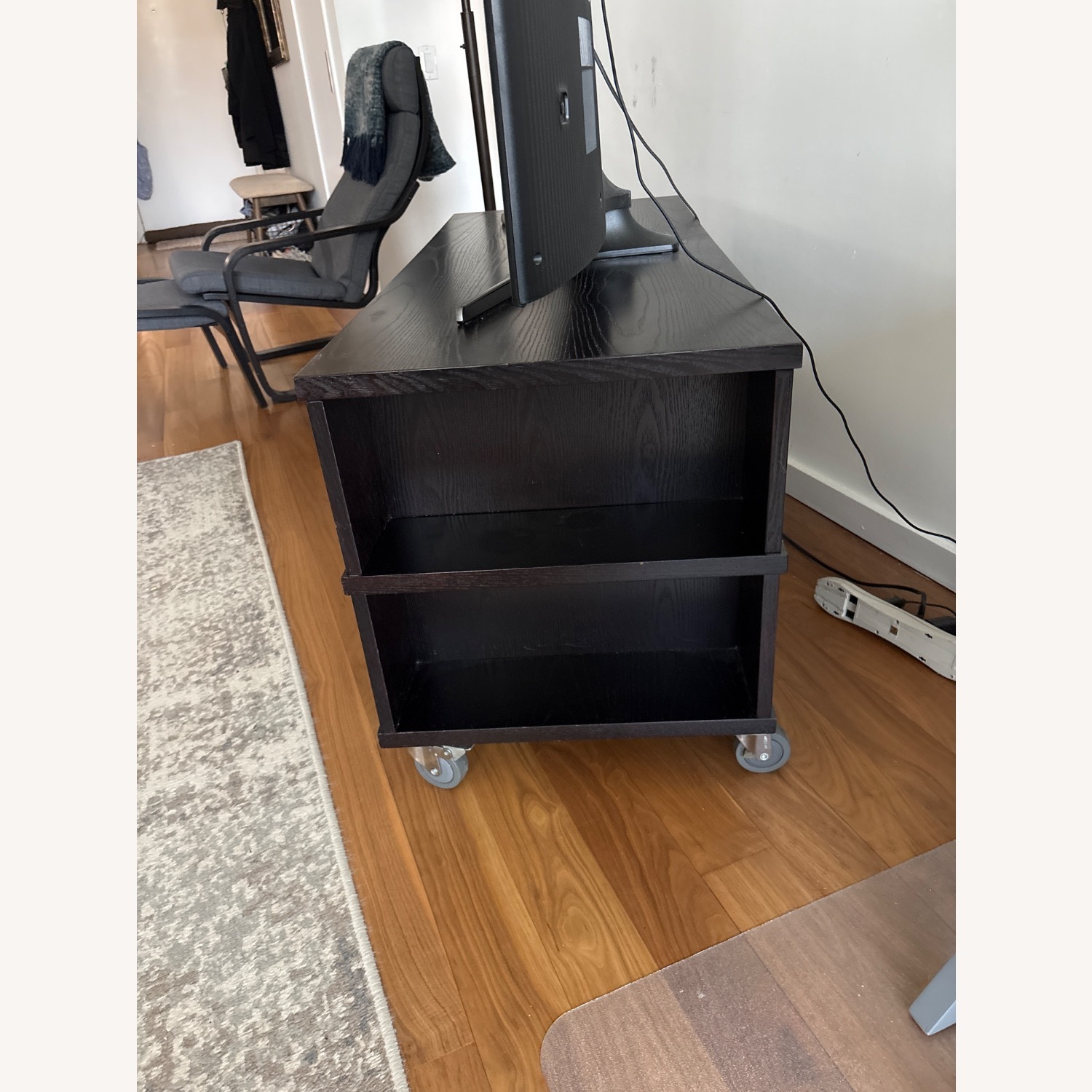 Crate & Barrel Element Dark Brown Wood Media Storage - image-3