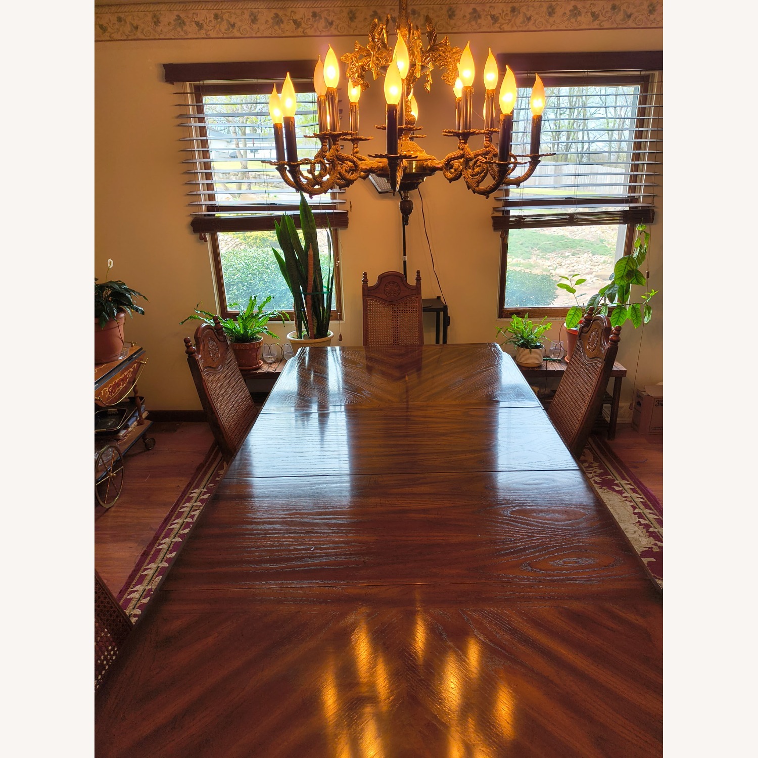 Vintage Pecan Wood Dining Set - image-2