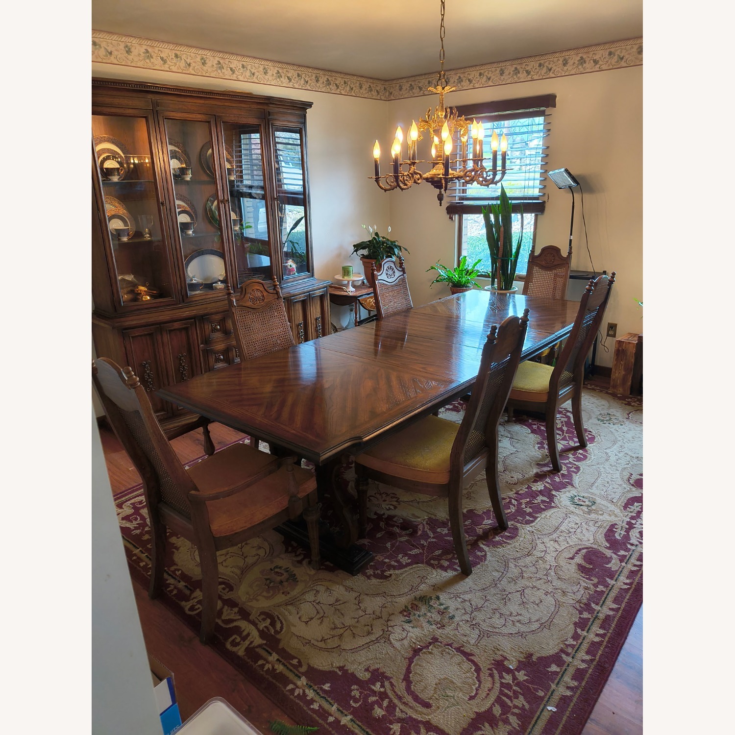 Vintage Pecan Wood Dining Set - image-1
