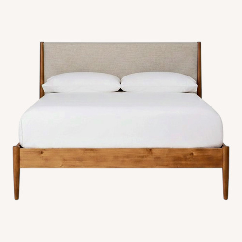 Used West Elm Mid-century Dark Brown Wood King Bed for sale on AptDeco