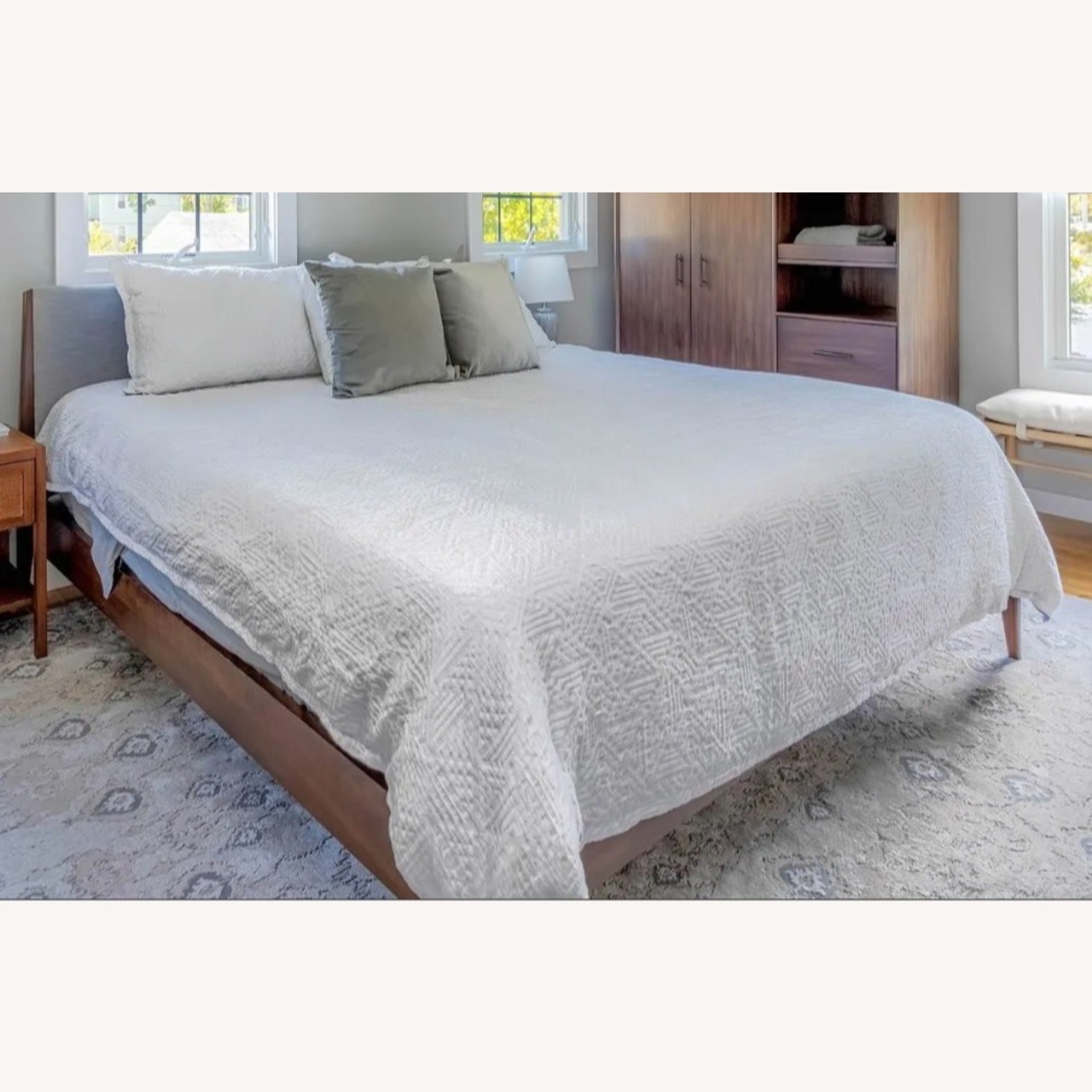 West Elm Mid-century Dark Brown Wood King Bed - image-1