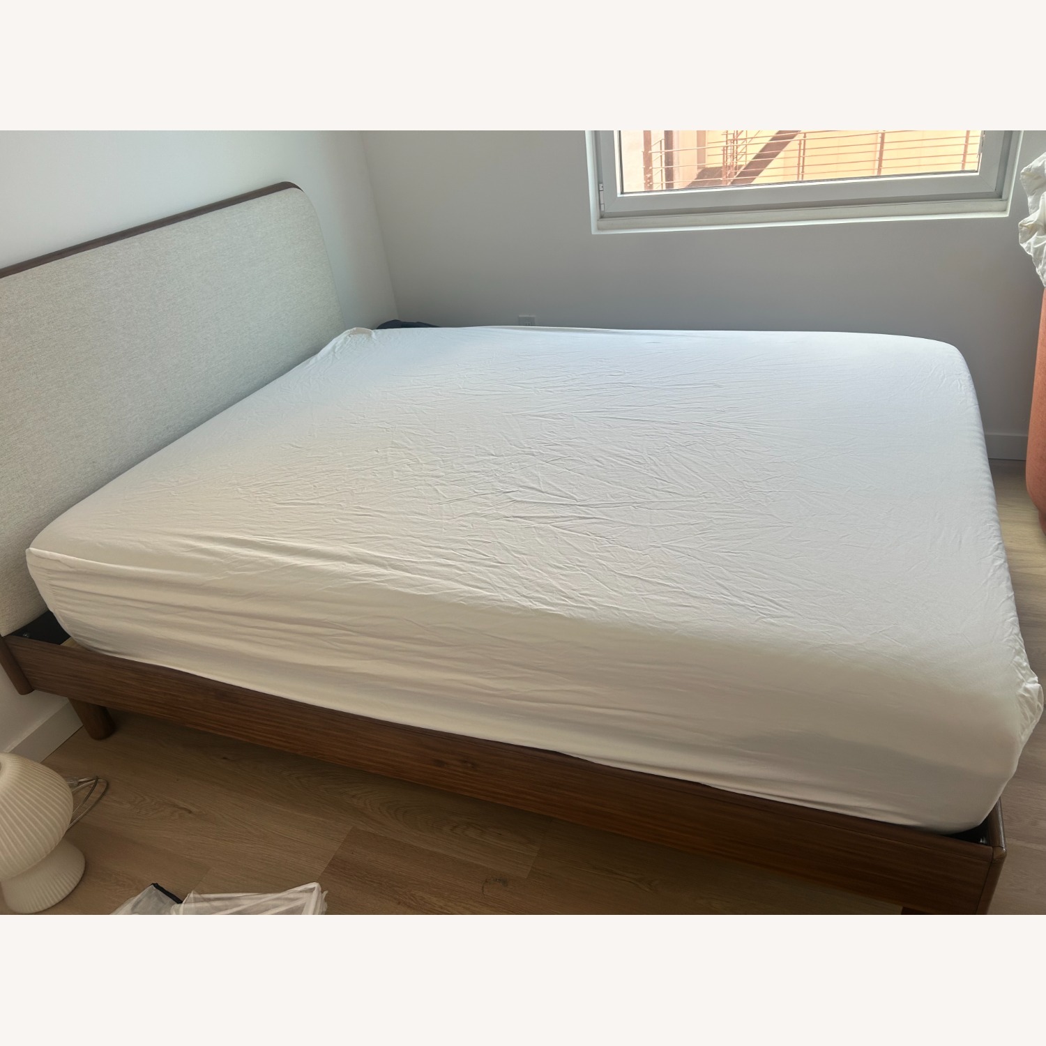 West Elm Dark Brown Queen Miles Upholstered Bed Frame - image-4