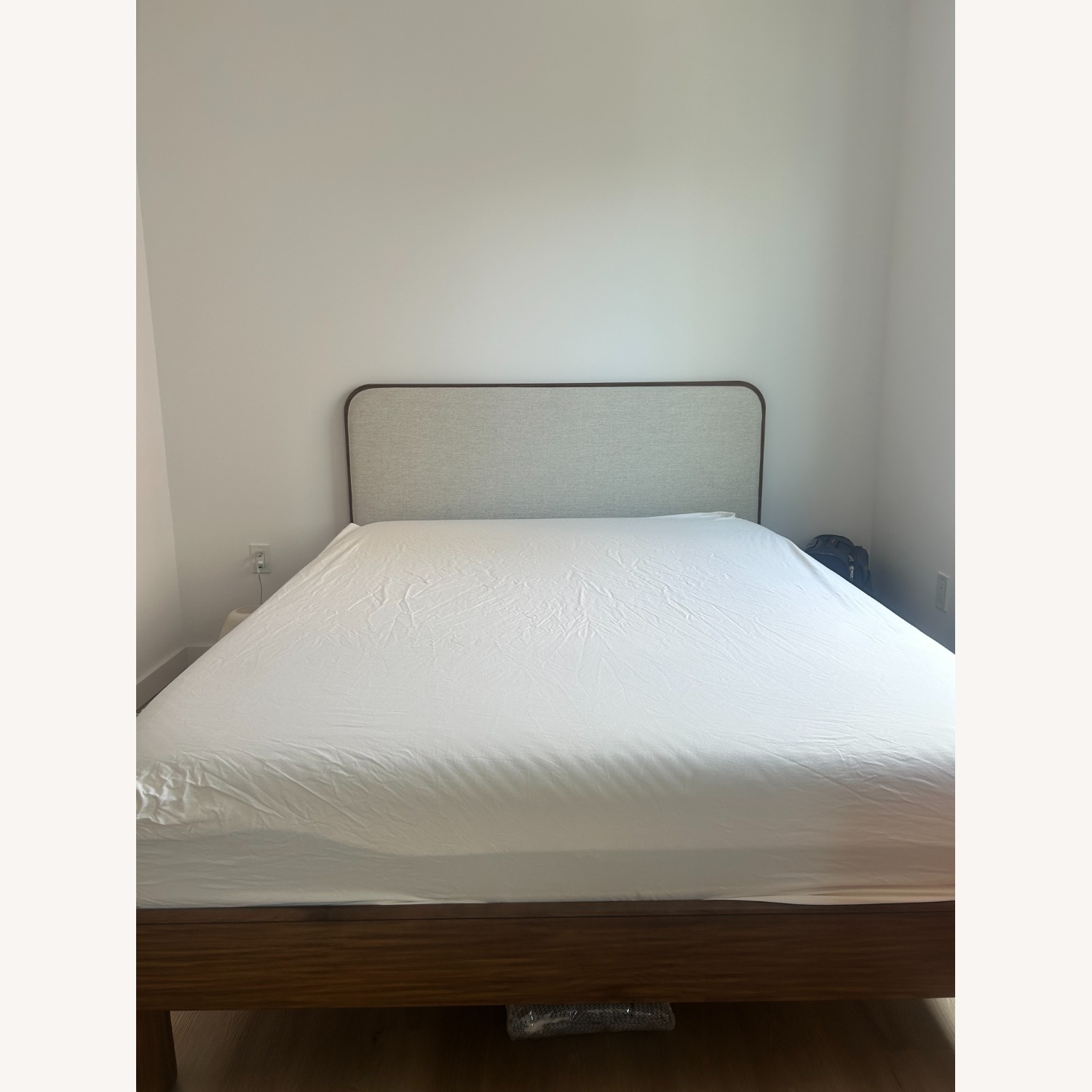 West Elm Dark Brown Queen Miles Upholstered Bed Frame - image-3