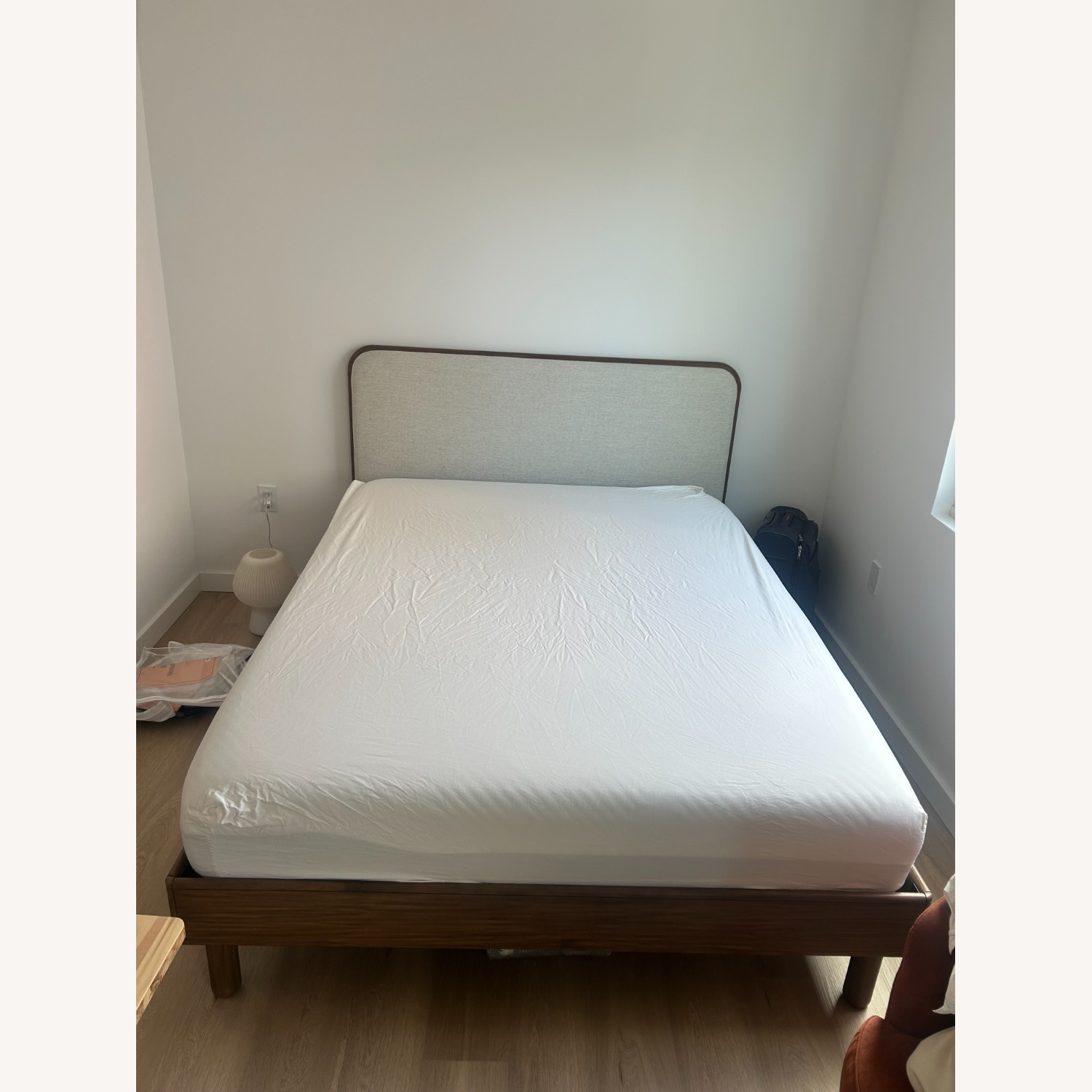 West Elm Dark Brown Queen Miles Upholstered Bed Frame - image-2