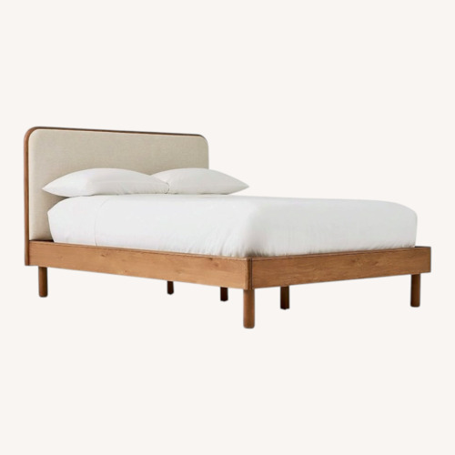 Used West Elm Dark Brown Queen Miles Upholstered Bed Frame for sale on AptDeco