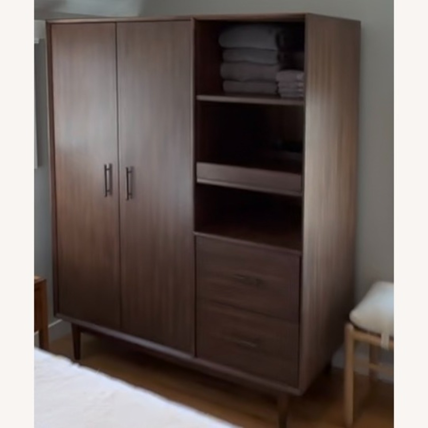 West Elm Mid-century Dark Brown Wood Armoire - image-3