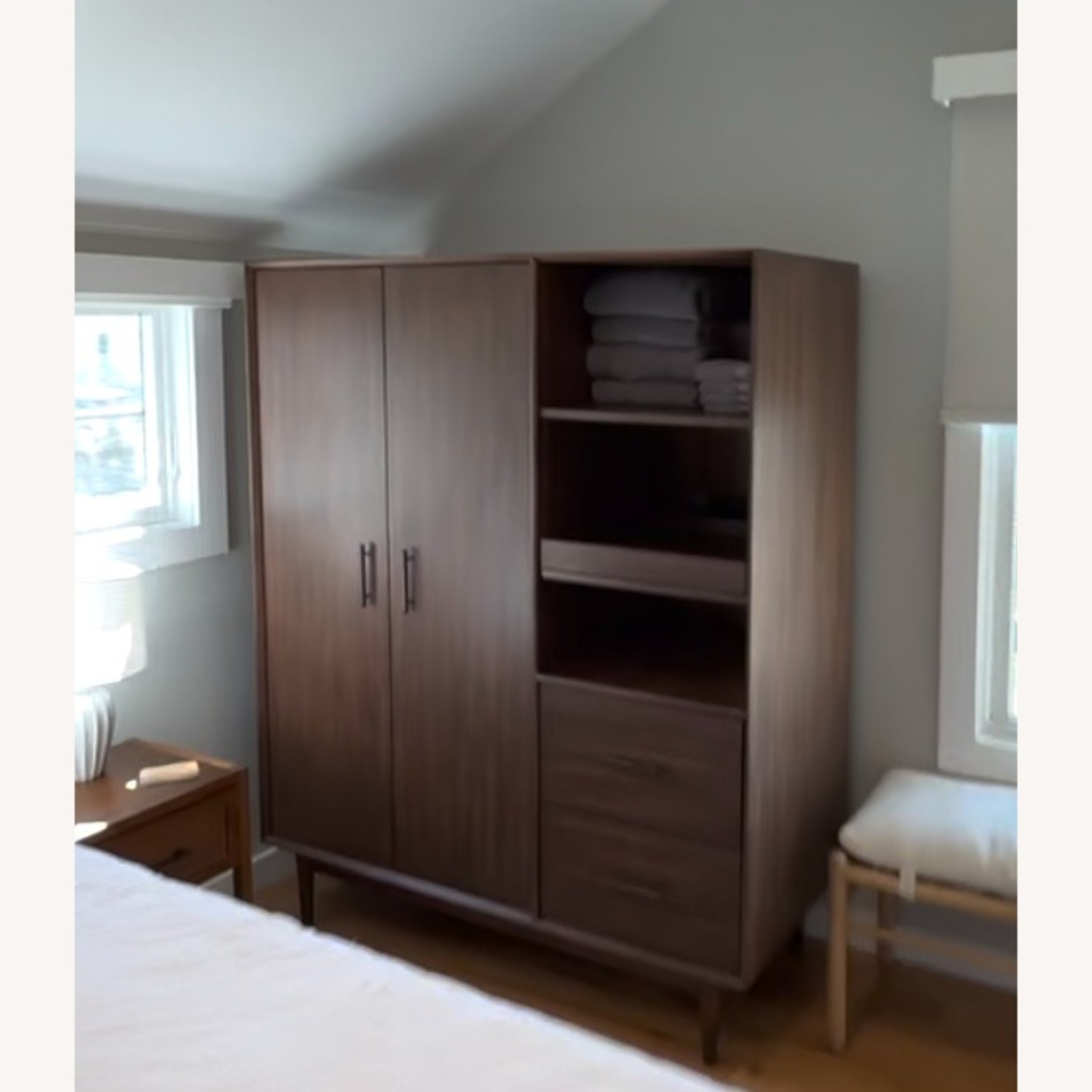 West Elm Mid-century Dark Brown Wood Armoire - image-2