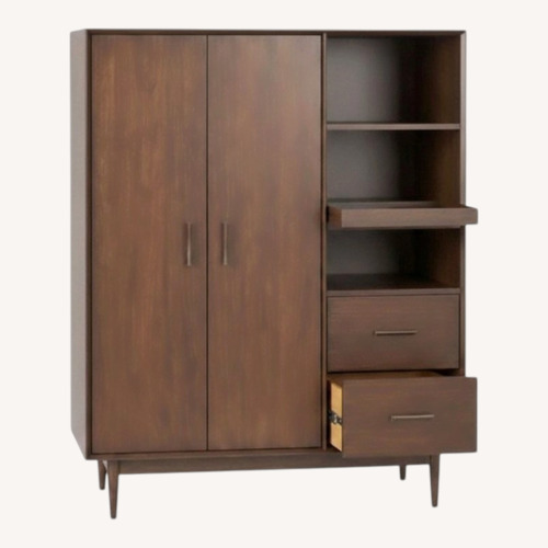 Used West Elm Mid-century Dark Brown Wood Armoire for sale on AptDeco