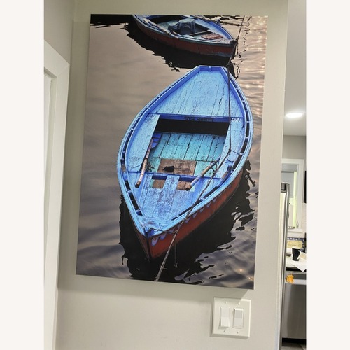 Used Vintage/Antique Na Blue Fabric Wall Art for sale on AptDeco