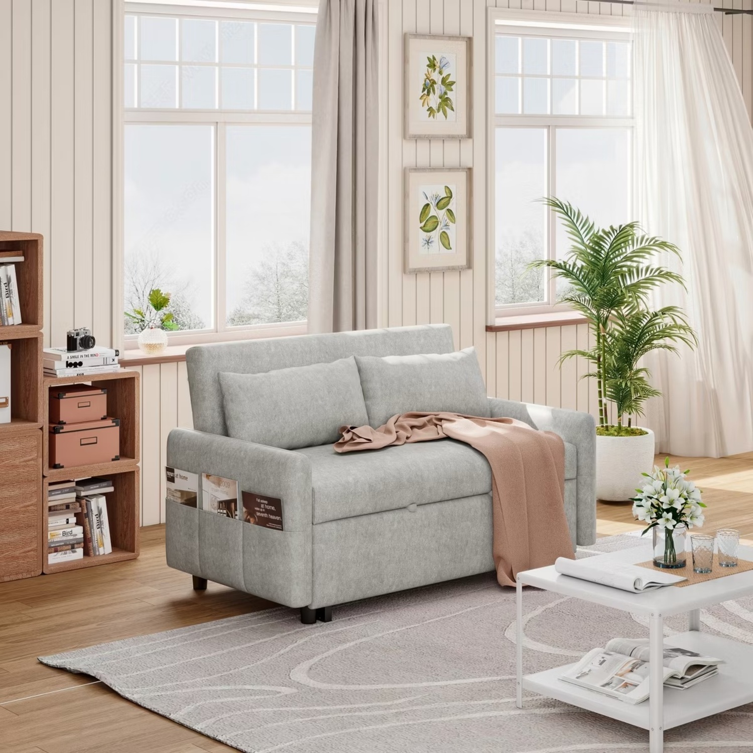 55.1" Pull Out Sleep Sofa Bed - image-4