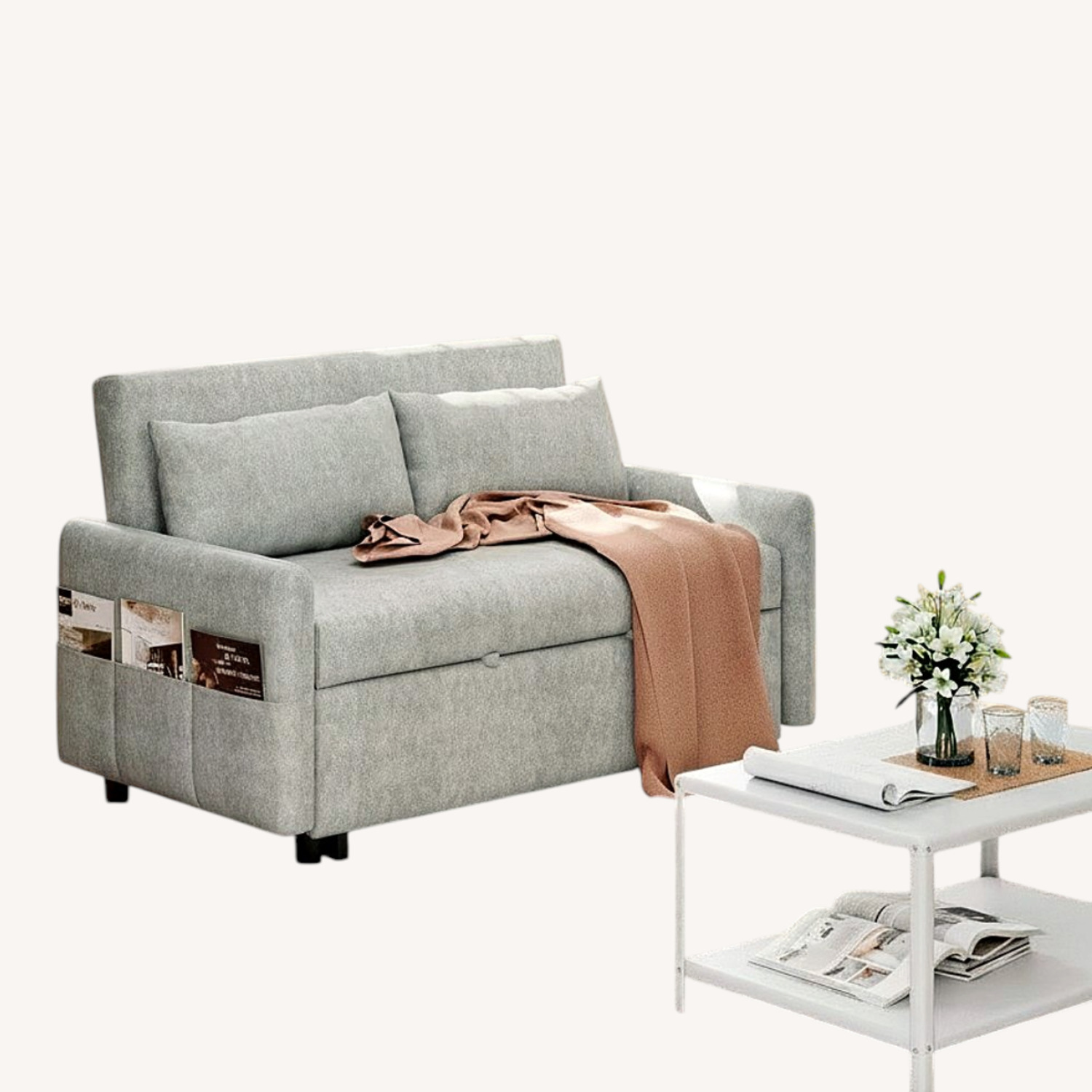 55.1" Pull Out Sleep Sofa Bed - image-5