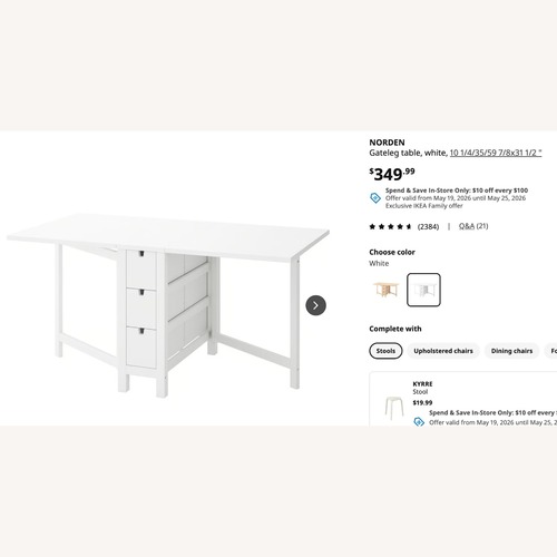 Used IKEA NORDEN Folding Dining Table with Drawers for sale on AptDeco