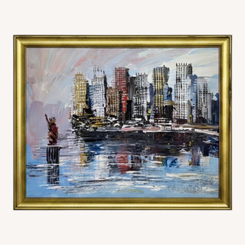 Used Format NYC Na Blue Fabric Wall Art for sale on AptDeco