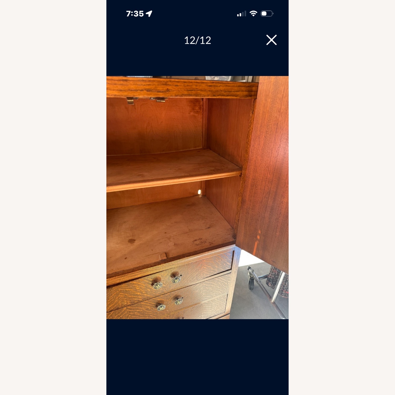 Tiger Wood Tallboy Dresser Cabinet 30-40's - image-7