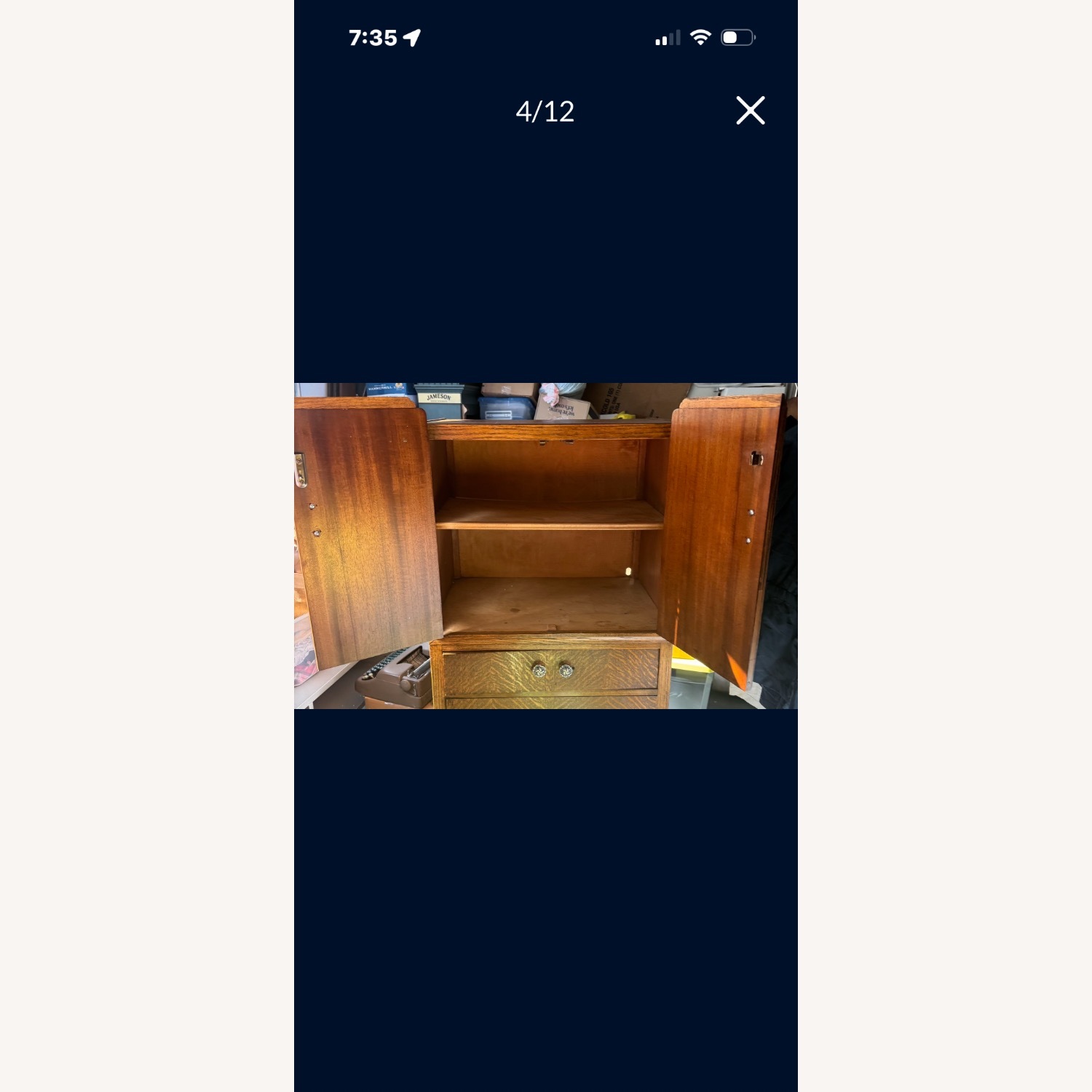 Tiger Wood Tallboy Dresser Cabinet 30-40's - image-5