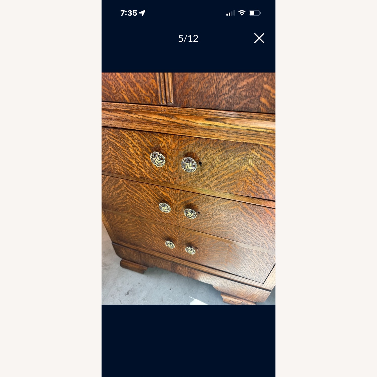 Tiger Wood Tallboy Dresser Cabinet 30-40's - image-3