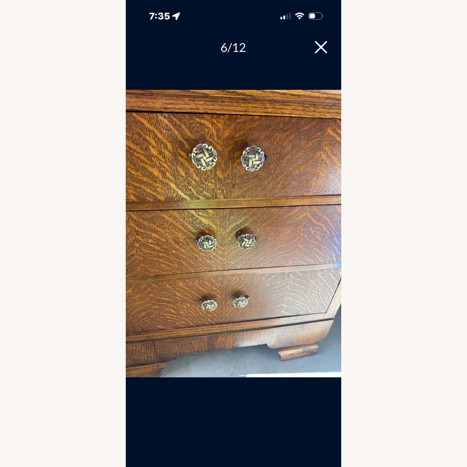 Tiger Wood Tallboy Dresser Cabinet 30-40's - image-2