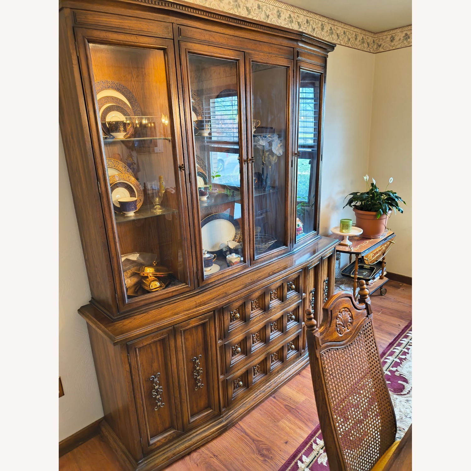 Vintage Lighted China Cabinet - image-1